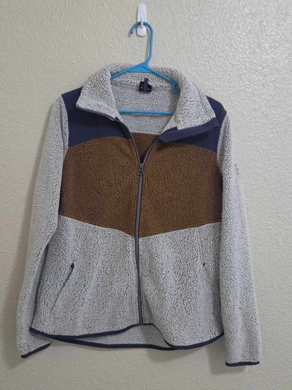 KUHL Prism Womens Sherpa Fleece Full Zip Jacket L Gray Brown Colorblock